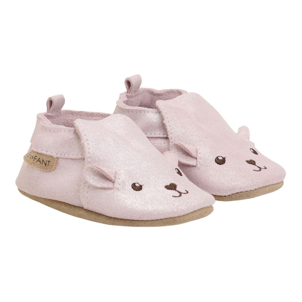 En Fant - Tøfler Semsket Skinn Bjørn Misty Rose Glitter