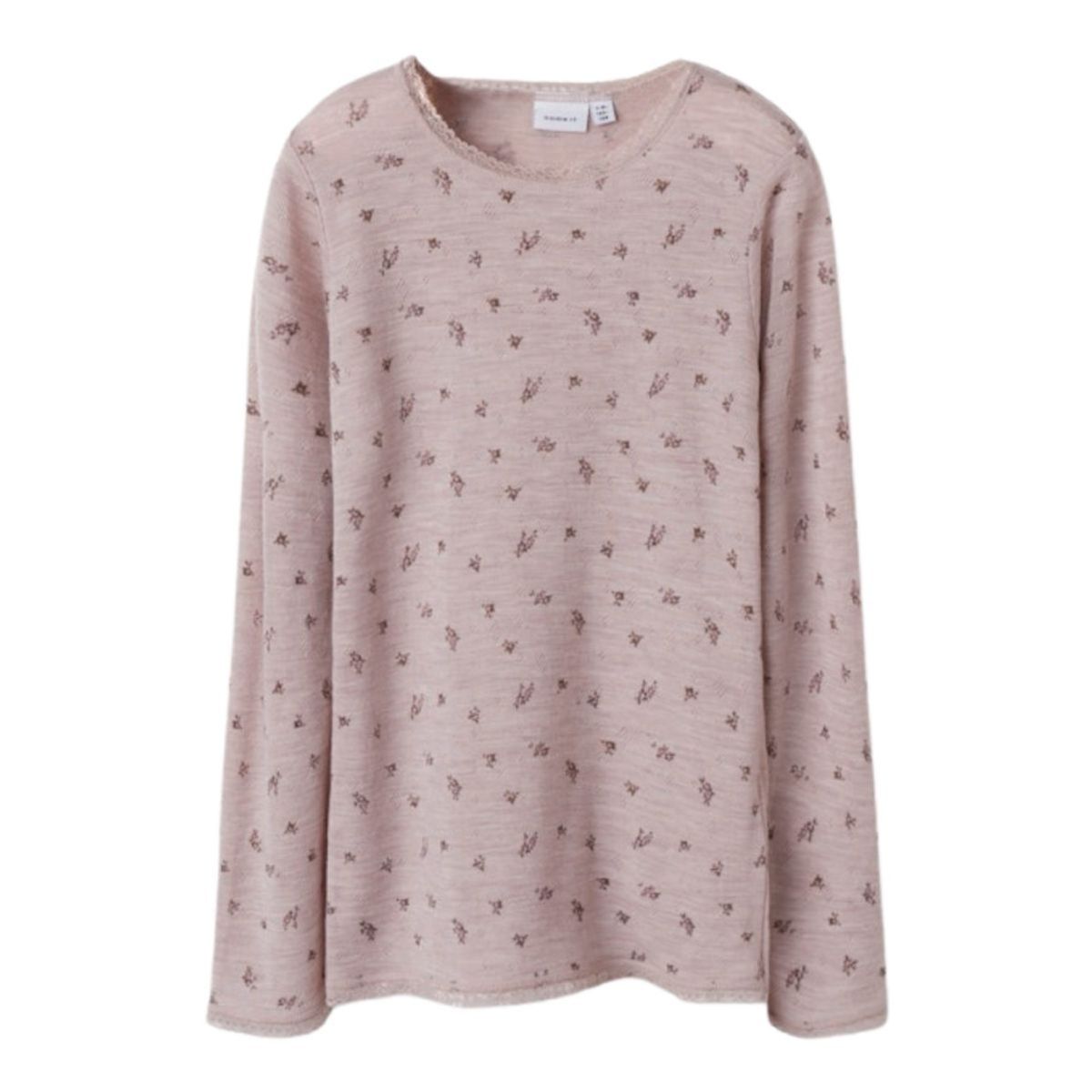 Name It - Trøye Ull Jr Wang Small Flowers Shadow Gray