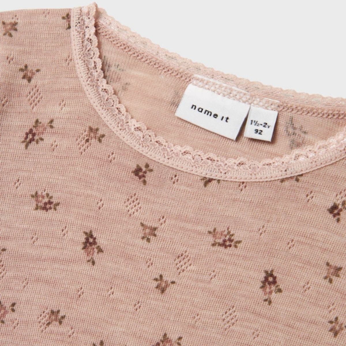 Name It - Trøye Ull Wang Small Flowers Shadow Gray