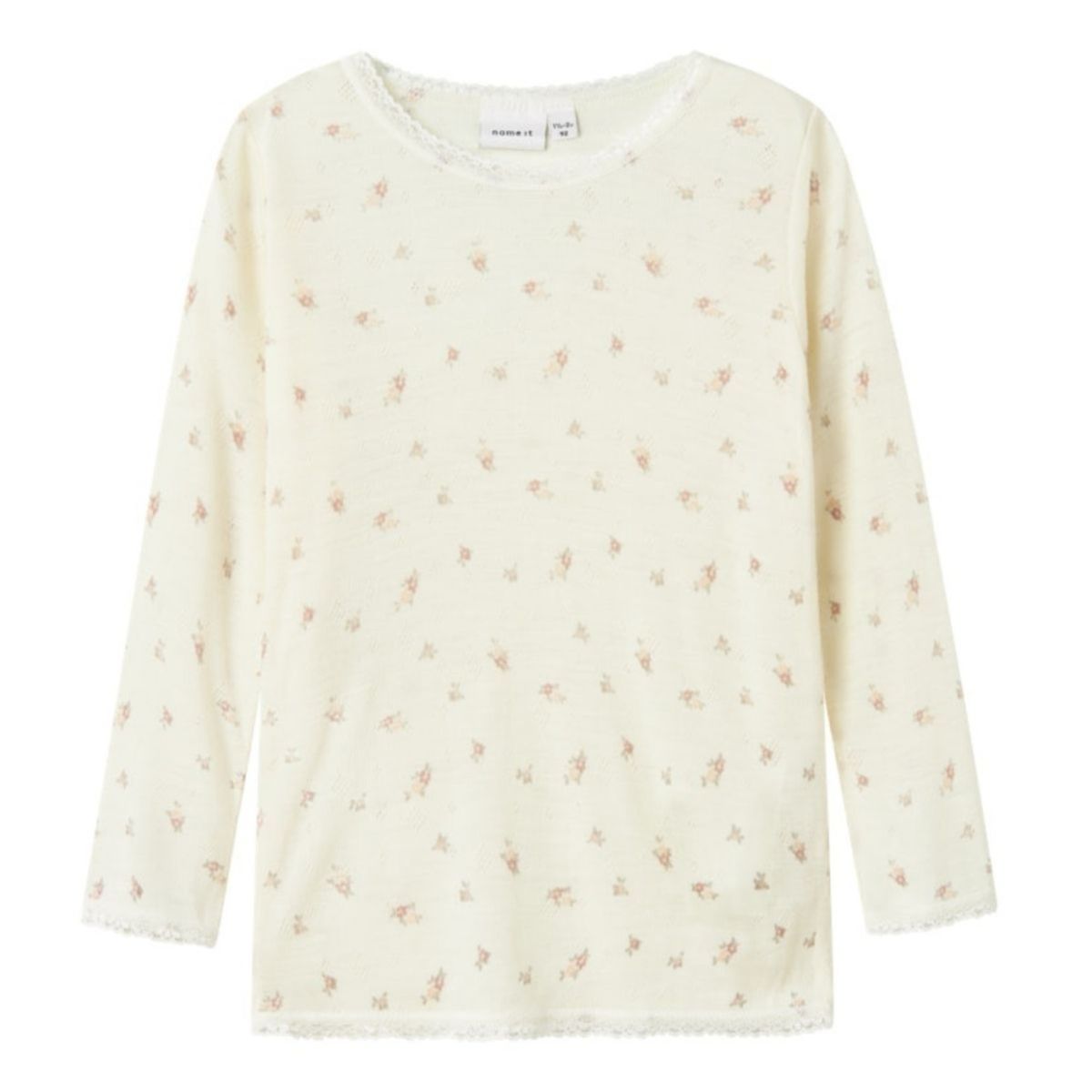 Name It - Trøye Ull Wang Small Flowers Snow White