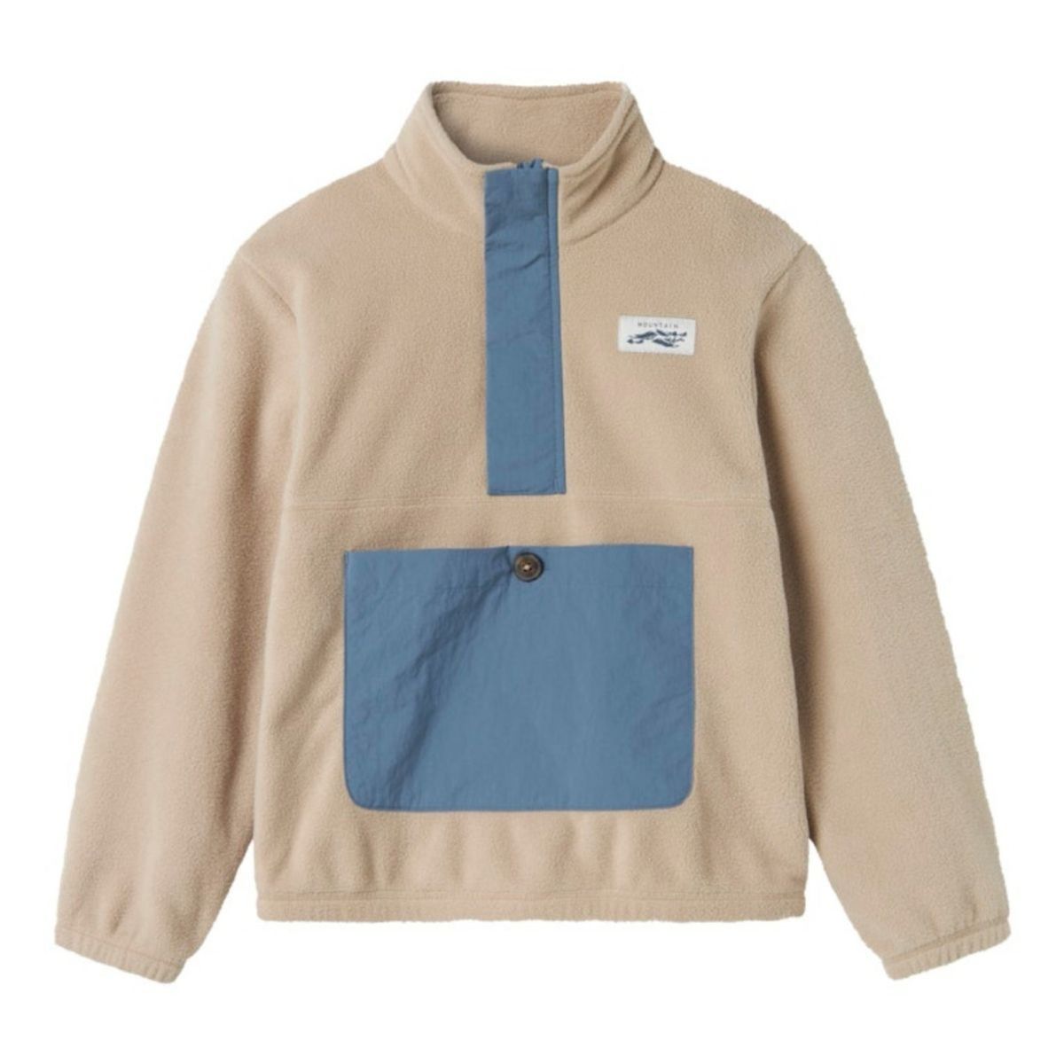 Name It - Fleecejakke Meeko Popover Pure Cashmere/ Blue Mirage